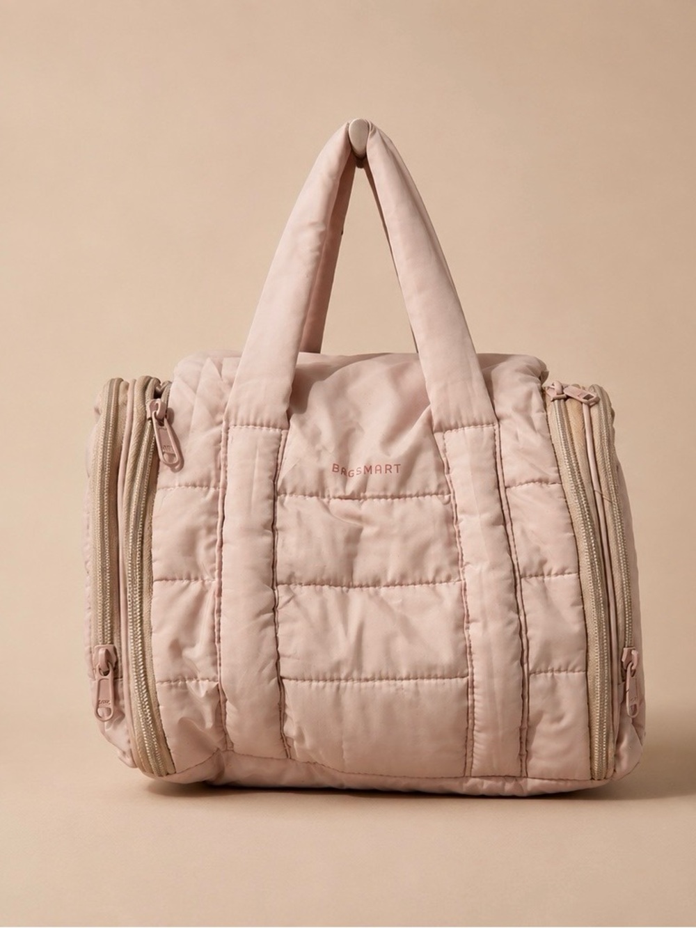 BAGSMART Quilted Pink Cosmetic Carryall